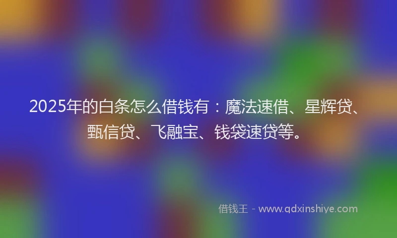 2025年的白条怎么借钱有：魔法速借、星辉贷、甄信贷、飞融宝、钱袋速贷等。