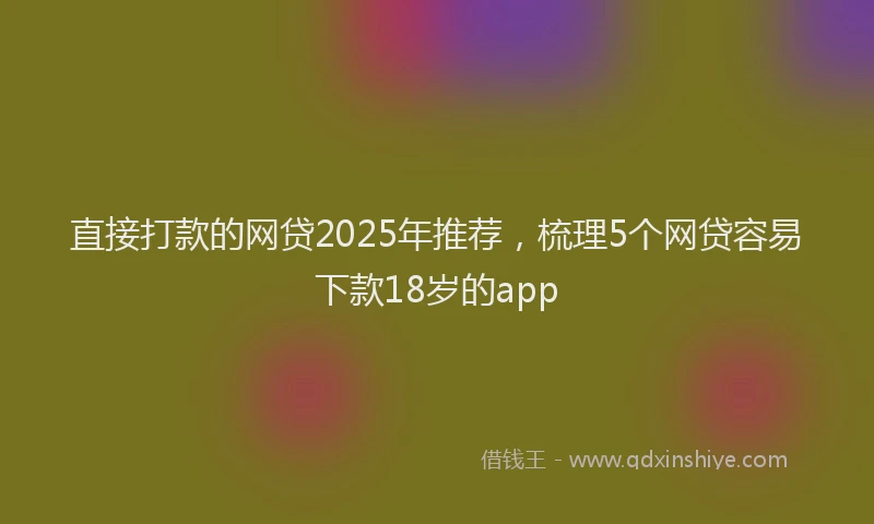 直接打款的网贷2025年推荐，梳理5个网贷容易下款18岁的app