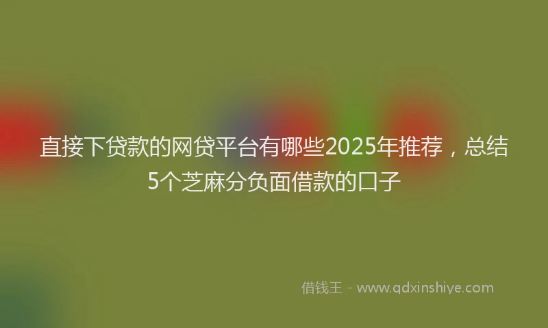 直接下贷款的网贷平台有哪些2025年推荐，总结5个芝麻分负面借款的口子