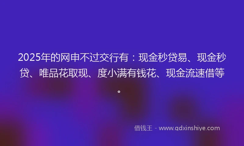 2025年的网申不过交行有：现金秒贷易、现金秒贷、唯品花取现、度小满有钱花、现金流速借等。