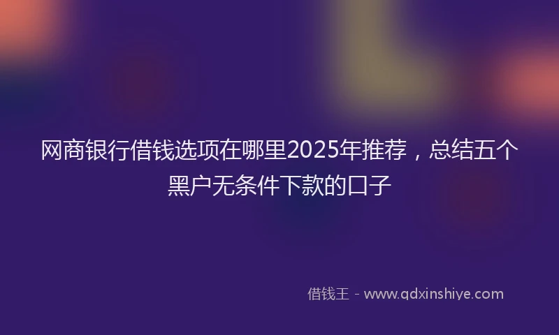 网商银行借钱选项在哪里2025年推荐，总结五个黑户无条件下款的口子