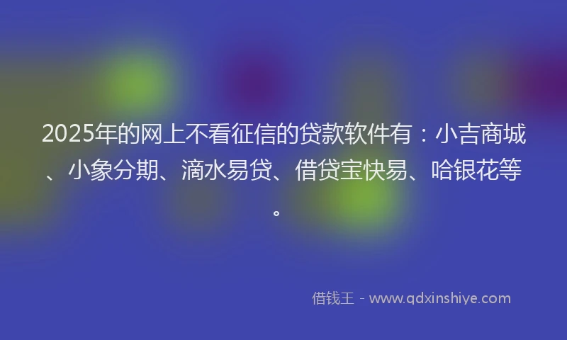 2025年的网上不看征信的贷款软件有：小吉商城、小象分期、滴水易贷、借贷宝快易、哈银花等。