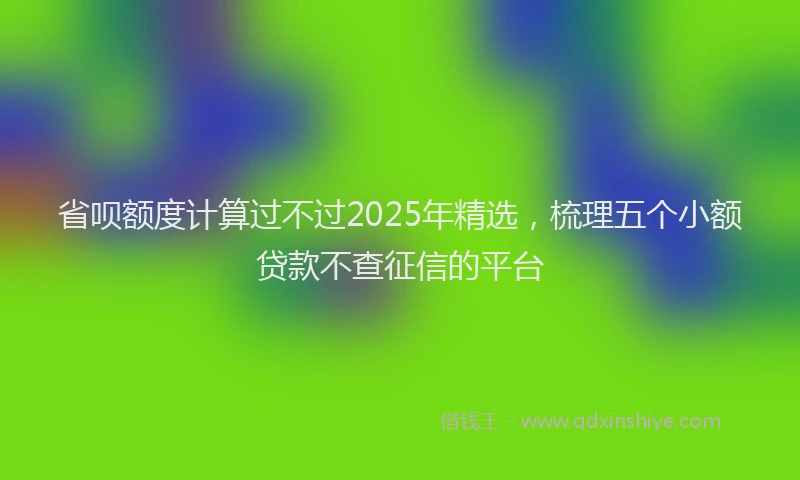 省呗额度计算过不过2025年精选，梳理五个小额贷款不查征信的平台