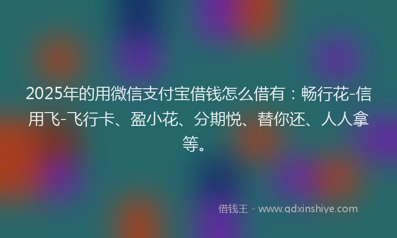 2025年的用微信支付宝借钱怎么借有：畅行花-信用飞-飞行卡、盈小花、分期悦、替你还、人人拿等。