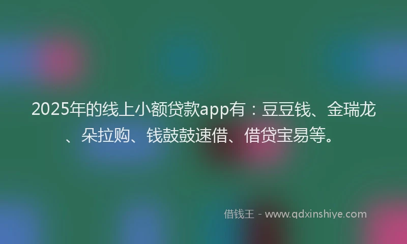 2025年的线上小额贷款app有：豆豆钱、金瑞龙、朵拉购、钱鼓鼓速借、借贷宝易等。