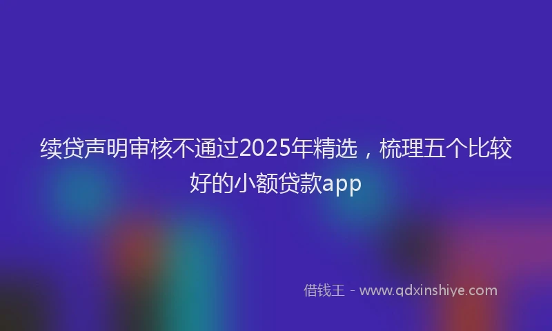 续贷声明审核不通过2025年精选，梳理五个比较好的小额贷款app
