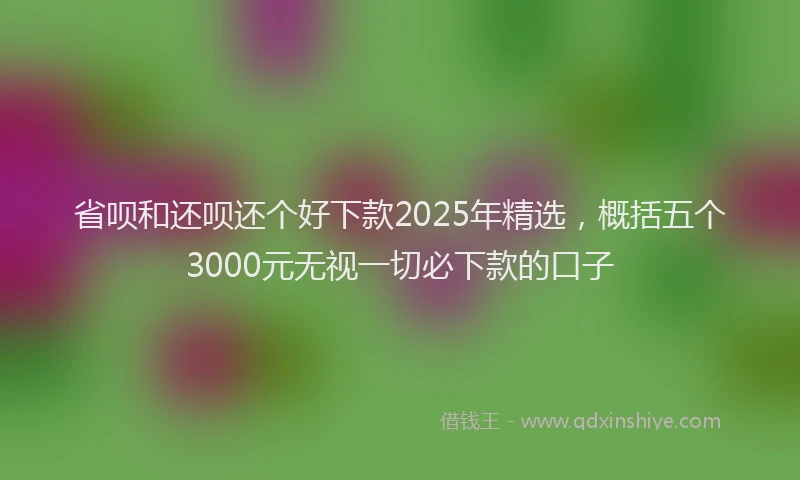 省呗和还呗还个好下款2025年精选，概括五个3000元无视一切必下款的口子