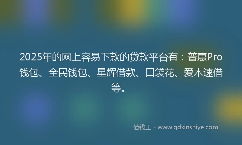 2025年的网上容易下款的贷款平台有：普惠Pro钱包、全民钱包、星辉借款、口袋花、爱木速借等。