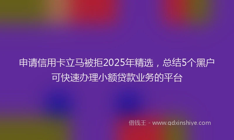 申请信用卡立马被拒2025年精选，总结5个黑户可快速办理小额贷款业务的平台