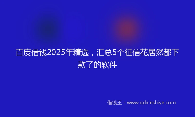 百庋借钱2025年精选，汇总5个征信花居然都下款了的软件