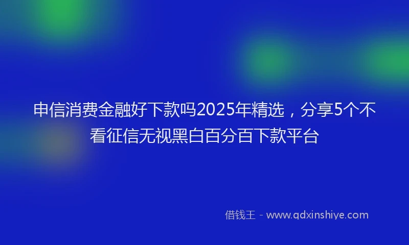 申信消费金融好下款吗2025年精选，分享5个不看征信无视黑白百分百下款平台