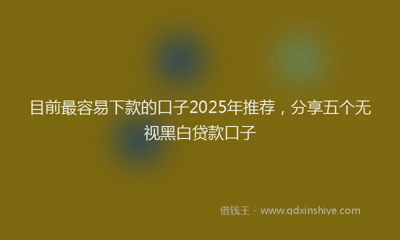 目前最容易下款的口子2025年推荐，分享五个无视黑白贷款口子
