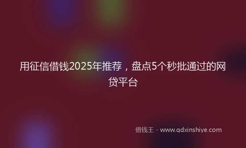 用征信借钱2025年推荐，盘点5个秒批通过的网贷平台