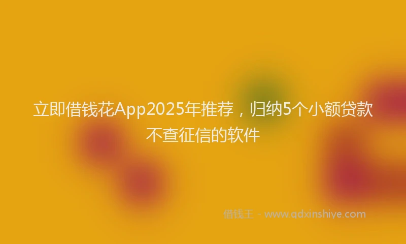立即借钱花App2025年推荐，归纳5个小额贷款不查征信的软件