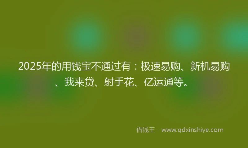 2025年的用钱宝不通过有：极速易购、新机易购、我来贷、射手花、亿运通等。