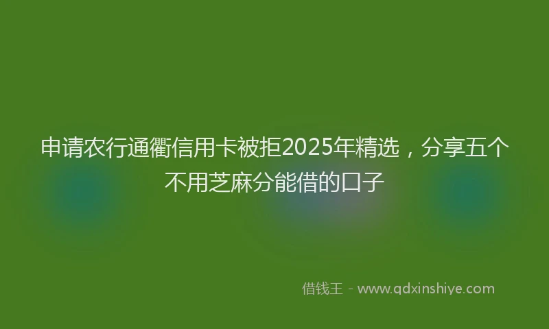申请农行通衢信用卡被拒2025年精选，分享五个不用芝麻分能借的口子