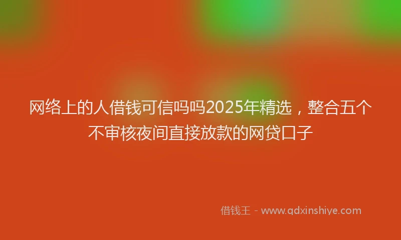 网络上的人借钱可信吗吗2025年精选，整合五个不审核夜间直接放款的网贷口子