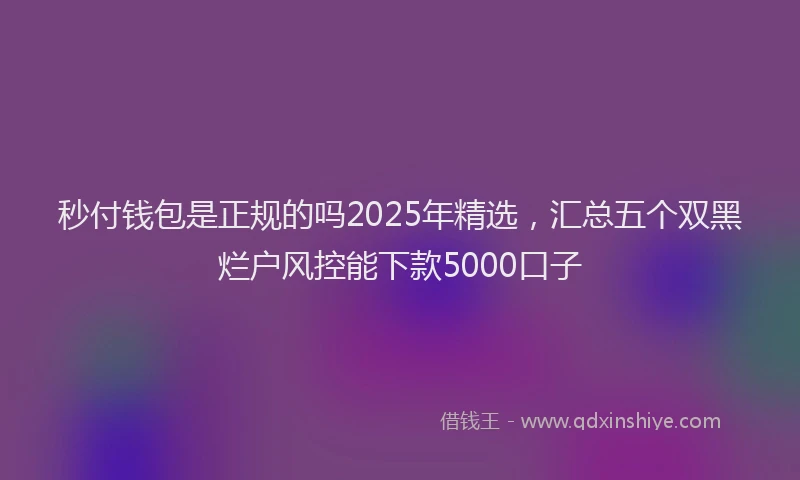 秒付钱包是正规的吗2025年精选，汇总五个双黑烂户风控能下款5000口子