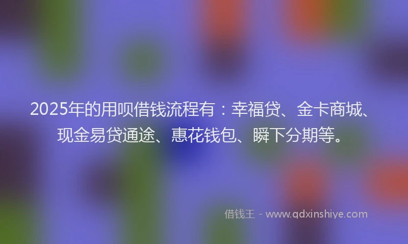 2025年的用呗借钱流程有：幸福贷、金卡商城、现金易贷通途、惠花钱包、瞬下分期等。