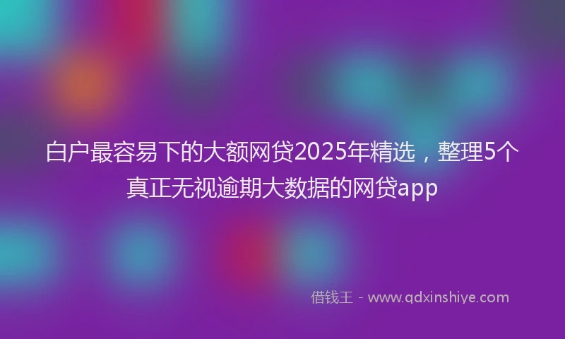 白户最容易下的大额网贷2025年精选，整理5个真正无视逾期大数据的网贷app