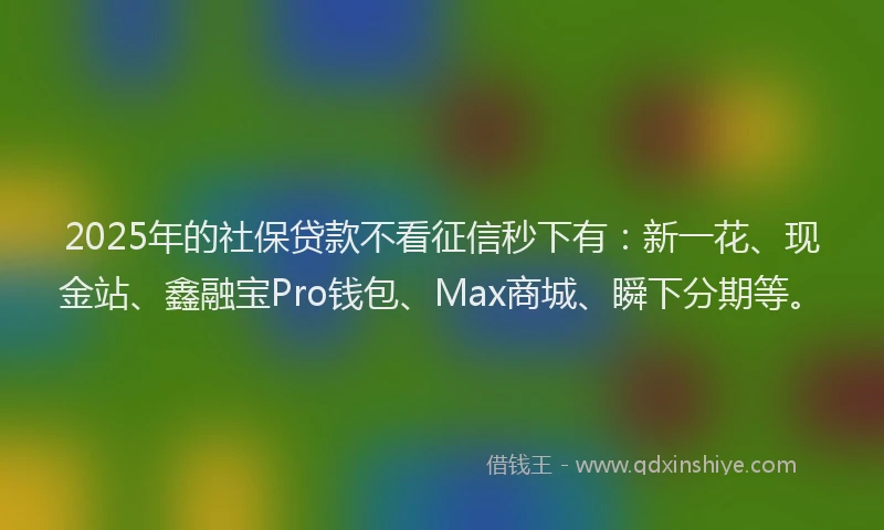 2025年的社保贷款不看征信秒下有：新一花、现金站、鑫融宝Pro钱包、Max商城、瞬下分期等。