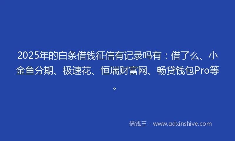 2025年的白条借钱征信有记录吗有：借了么、小金鱼分期、极速花、恒瑞财富网、畅贷钱包Pro等。