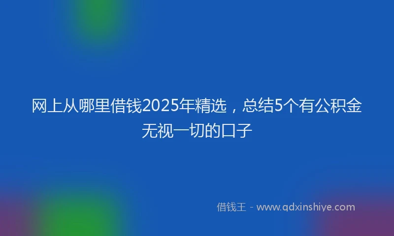 网上从哪里借钱2025年精选，总结5个有公积金无视一切的口子