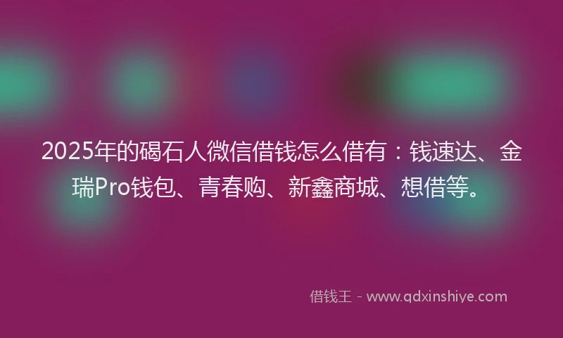 2025年的碣石人微信借钱怎么借有：钱速达、金瑞Pro钱包、青春购、新鑫商城、想借等。