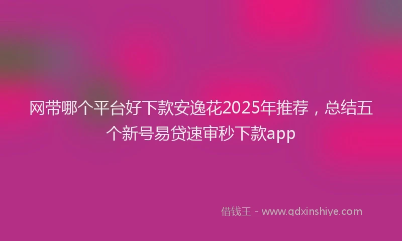 网带哪个平台好下款安逸花2025年推荐，总结五个新号易贷速审秒下款app