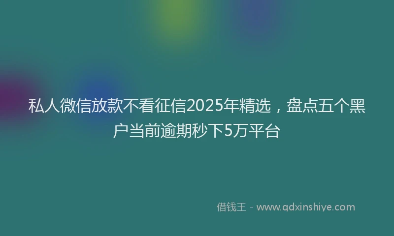 私人微信放款不看征信2025年精选，盘点五个黑户当前逾期秒下5万平台