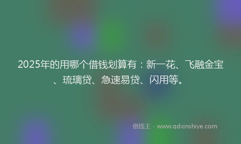2025年的用哪个借钱划算有：新一花、飞融金宝、琉璃贷、急速易贷、闪用等。
