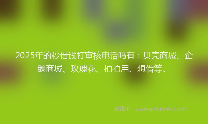 2025年的秒借钱打审核电话吗有：贝壳商城、企鹅商城、玫瑰花、拍拍用、想借等。