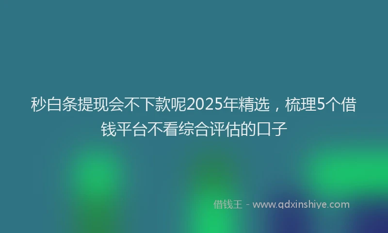 秒白条提现会不下款呢2025年精选，梳理5个借钱平台不看综合评估的口子