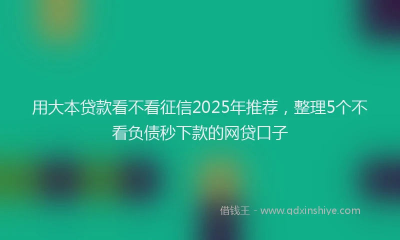 用大本贷款看不看征信2025年推荐，整理5个不看负债秒下款的网贷口子