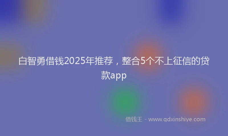 白智勇借钱2025年推荐，整合5个不上征信的贷款app