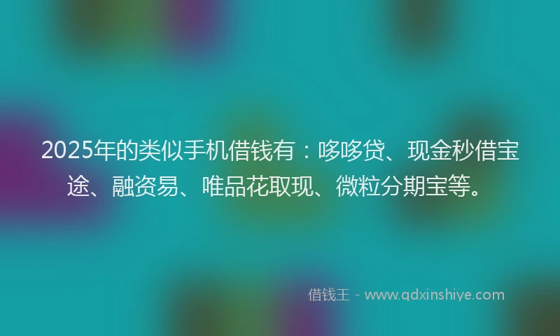 2025年的类似手机借钱有：哆哆贷、现金秒借宝途、融资易、唯品花取现、微粒分期宝等。
