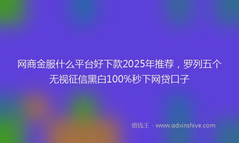 网商金服什么平台好下款2025年推荐，罗列五个无视征信黑白100%秒下网贷口子