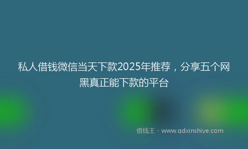 私人借钱微信当天下款2025年推荐，分享五个网黑真正能下款的平台