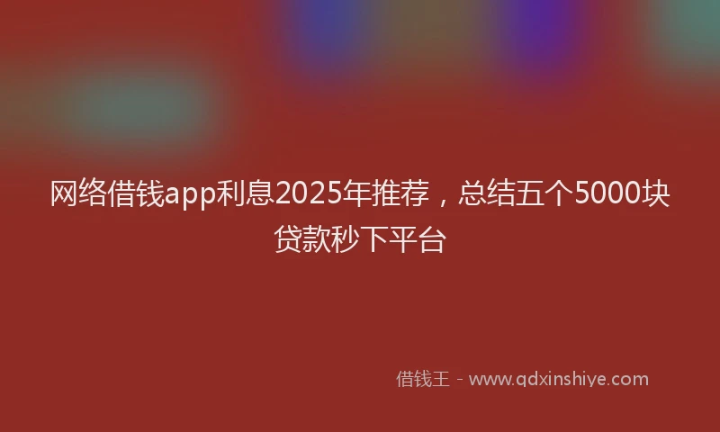 网络借钱app利息2025年推荐，总结五个5000块贷款秒下平台