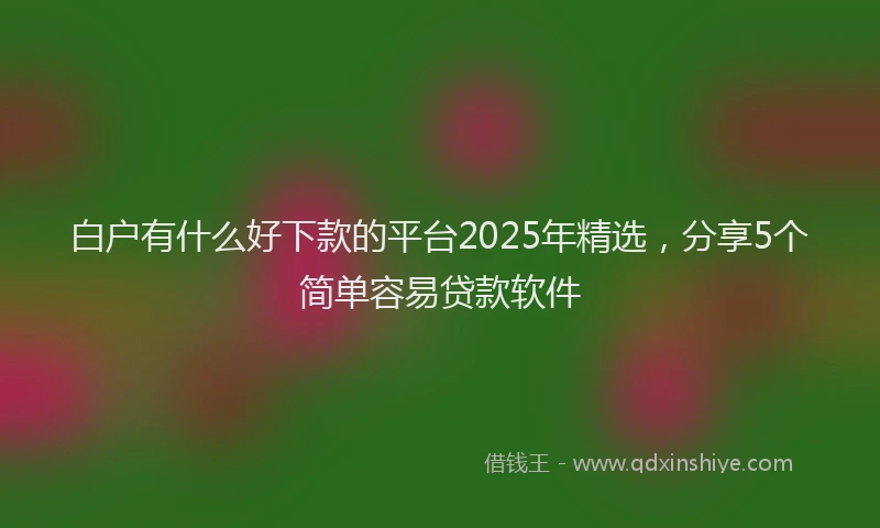 白户有什么好下款的平台2025年精选，分享5个简单容易贷款软件