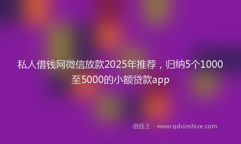私人借钱网微信放款2025年推荐，归纳5个1000至5000的小额贷款app