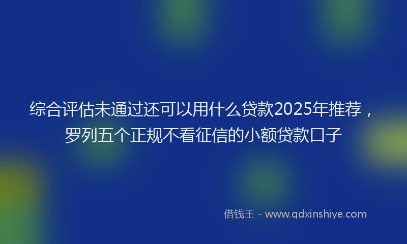 综合评估未通过还可以用什么贷款2025年推荐，罗列五个正规不看征信的小额贷款口子