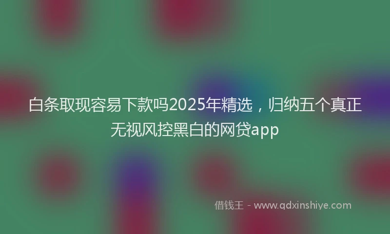 白条取现容易下款吗2025年精选，归纳五个真正无视风控黑白的网贷app