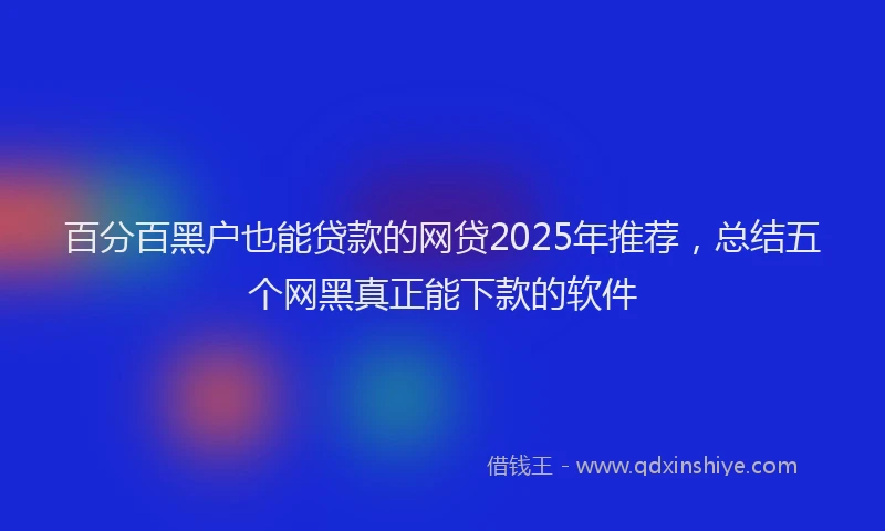 百分百黑户也能贷款的网贷2025年推荐，总结五个网黑真正能下款的软件