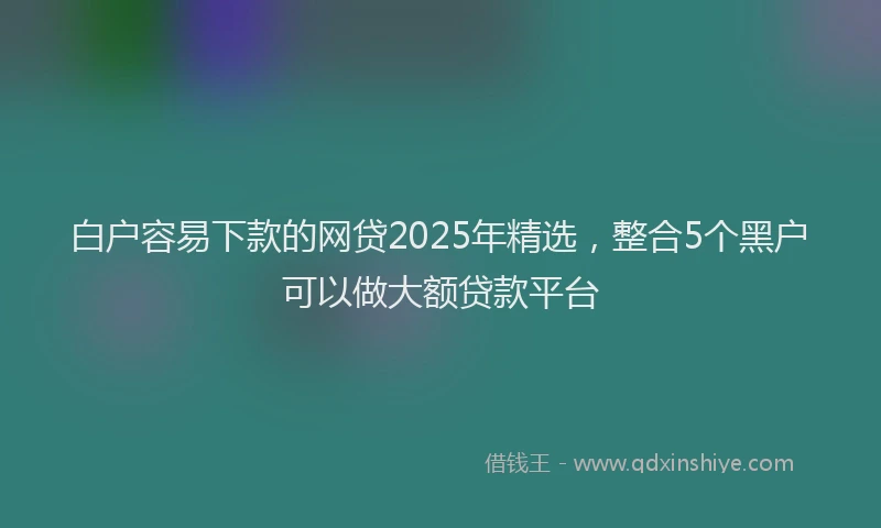 白户容易下款的网贷2025年精选，整合5个黑户可以做大额贷款平台