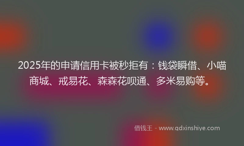 2025年的申请信用卡被秒拒有：钱袋瞬借、小喵商城、戒易花、森森花呗通、多米易购等。