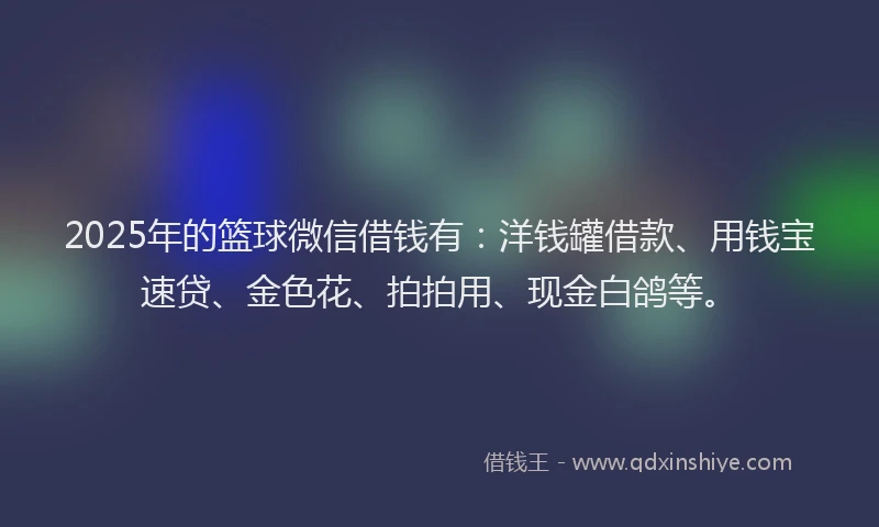 2025年的篮球微信借钱有：洋钱罐借款、用钱宝速贷、金色花、拍拍用、现金白鸽等。