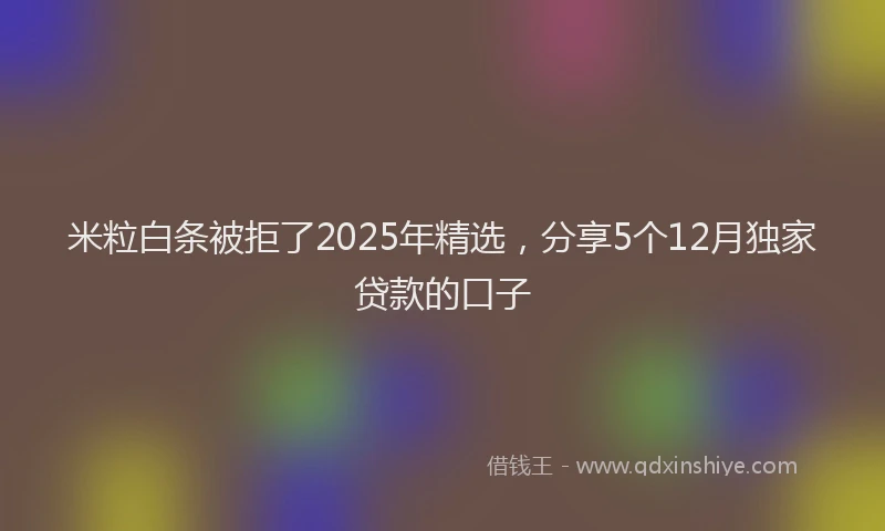 米粒白条被拒了2025年精选，分享5个12月独家贷款的口子