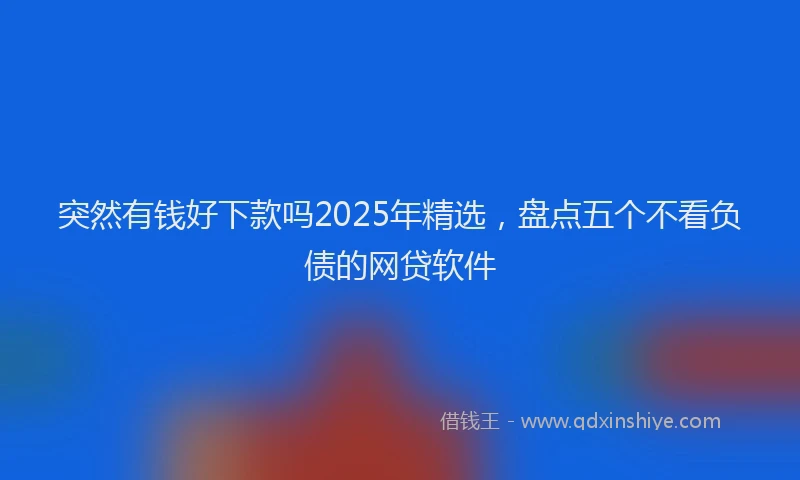 突然有钱好下款吗2025年精选，盘点五个不看负债的网贷软件