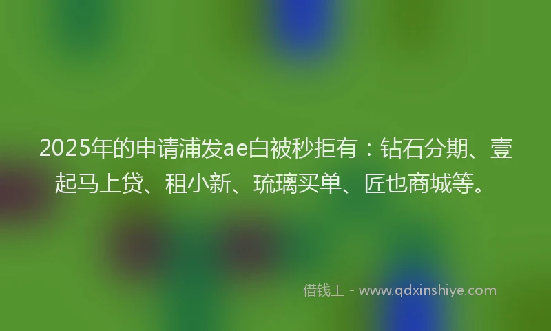 2025年的申请浦发ae白被秒拒有：钻石分期、壹起马上贷、租小新、琉璃买单、匠也商城等。